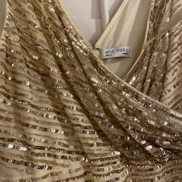 Mac Duggal Gold sequin High Low Dress - Picture 11 of 12